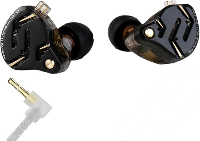 KZ ZS12 PRO 2 in Ear Monitor Headphones, 5BA+1DD 6 Hybrid Driver Gaming Earbuds Wired Earphones, HiFi Clarity Sound Immersive Bass IEMs for Gaming Musician Singer Audiophile (Black without Microphone)