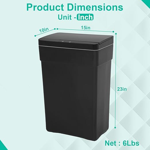 BestOffice 13 Gallon Trash Can Automatic Kitchen Trash Can Touch Free High-Capacity Garbage Can with Lid for Bedroom Bathroom Home Office 50 Liter (Black, 1) (4, Black)