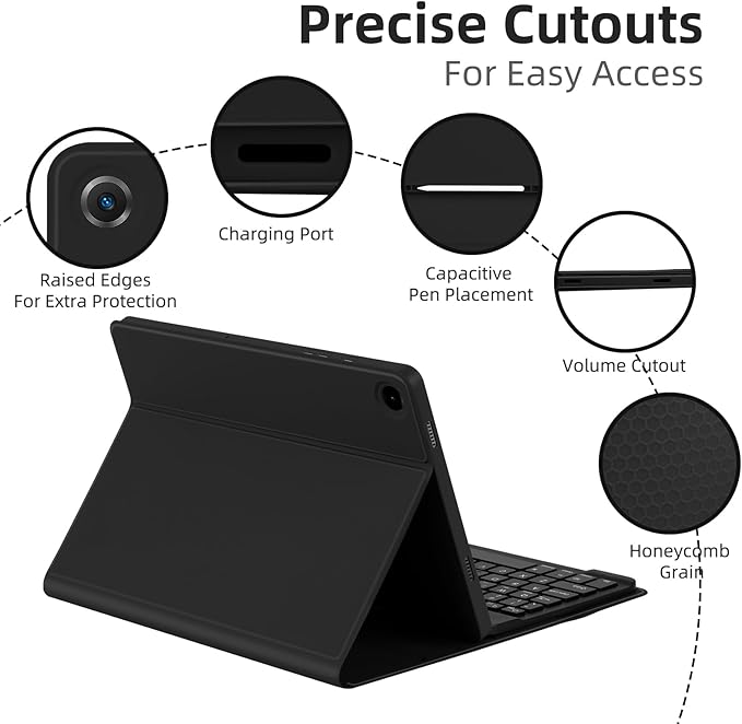 EAMPANG Case with Keyboard for Samsung Galaxy Tab A9 Plus 11 inch (SM-X210/X215/X216/X218),7 Color Rainbow Backlight Detachable USB-C Keypad Magnetic Case with Pen Slot for Tablet A9+ 5G Dark Black