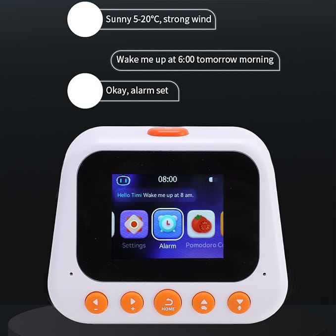 Eujgoov AI Intelligent Time Clock Voice Multifunctional Device Learning Robot and Reminder Type C Charging for Children Education