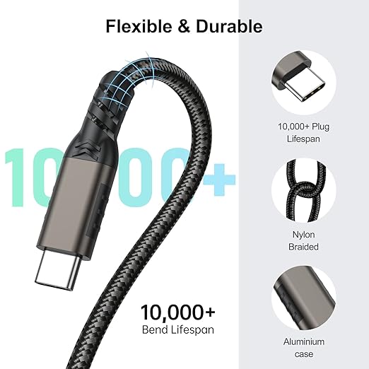 USB C Extension Cable 6.6ft USBC Male to Female Cord Support 4K Video Output, Fast Charge 100W, Data Transfer 10Gbps, USB 3.2 Gen 2 Extender for PC, Monitor, Carplay,Phone,Arzopa, KKY, SSD,Switch,Dock