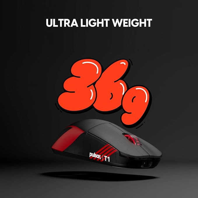 Pulsar Gaming Gears X2 Crazylight Wireless Gaming Mouse, Ultra Lightweight 1.27 oz (36g), Optical Switch, 32000 DPI, 750 IPS, XS-1 Sensor, 8k Compatible (Mini, Black, T1 Edition)
