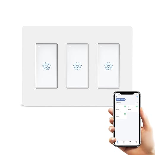 Milfra Touch Smart Switch - 3 Gang, WiFi Light Switches, Alexa Compatible, Neutral Wire Needed, No Hub Required