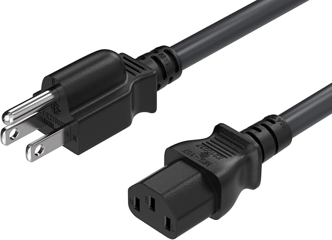 Cable Leader 30ft 14AWG Computer Power Cord, NEMA 5-15P to IEC C13 AC Power Cable, Heavy Duty 3-Prong Replacement Power Cord for PC, Monitor, Printer, Server & TV - Black