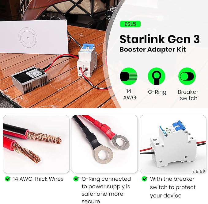 for Starlink Gen 3 12V Conversion Kit,12V to 57V DC Step UP Converter for Starlink V3,Starlink Gen 3 Router Boost Converter for RV/Outdoor