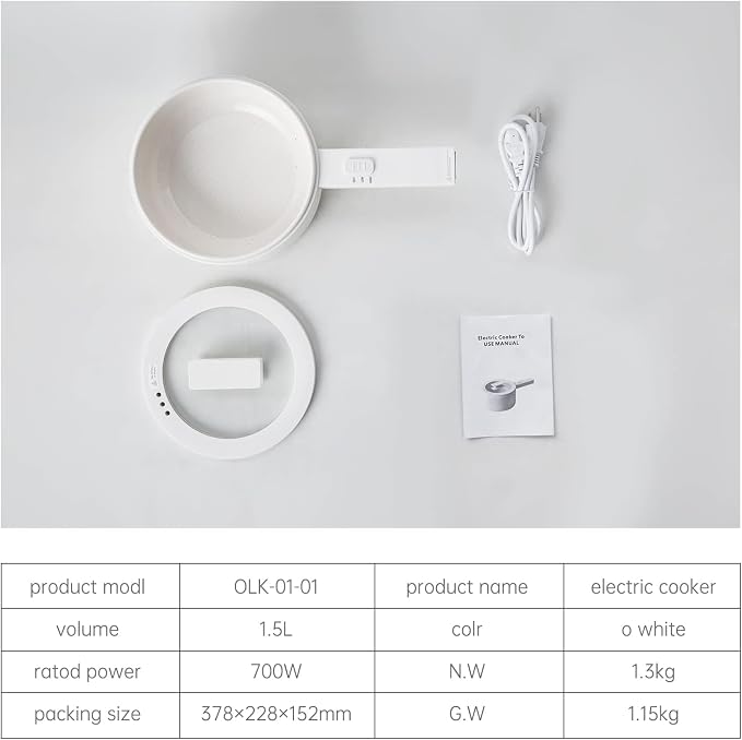 Electric Hot Pot, 1.5L Mini Hot Pot, Ceramic Glaze Non-stick Portable Pot, Electric Pot for Steak, Egg, Fried Rice, Oatmeal, Soup, Ramen with Dual Power Control, Electric Pot for Dorm