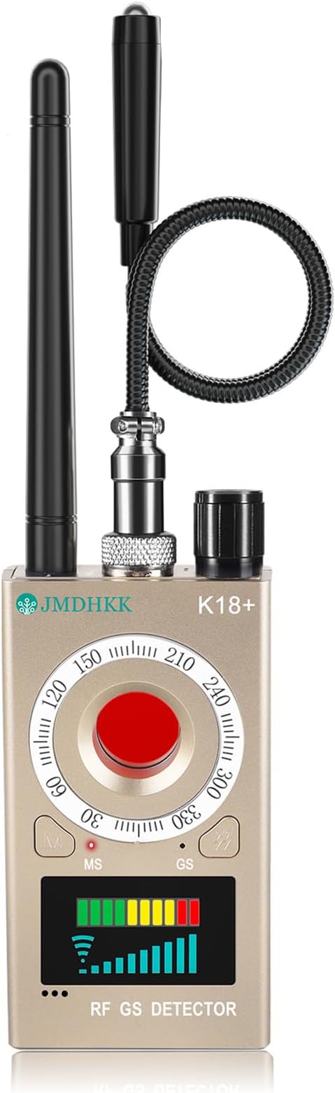 JMDHKK Hidden Camera Detector, Spy Camera Finder, Bug Detector, Magnetic Field Sensor, Listening Device Detector – Privacy Protection Tool for Home, Office, Hotel, and Travel Security(Gold)