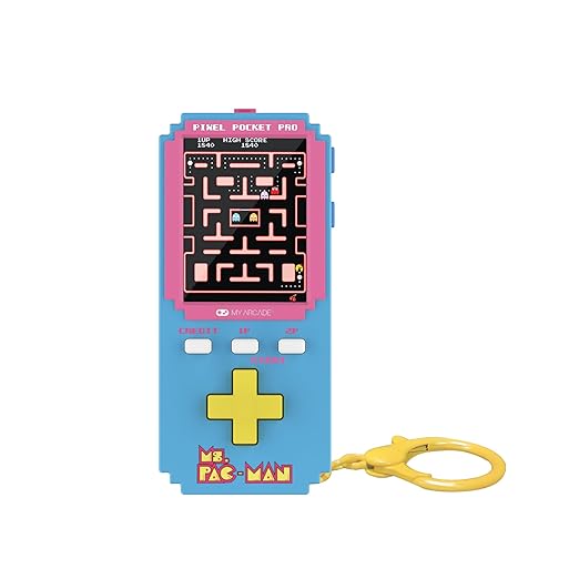 My Arcade Ms. Pac-Man Pixel Pocket Pro: Officially Licensed Ms. Pac-Man Video Game, Portable Keychain Arcade