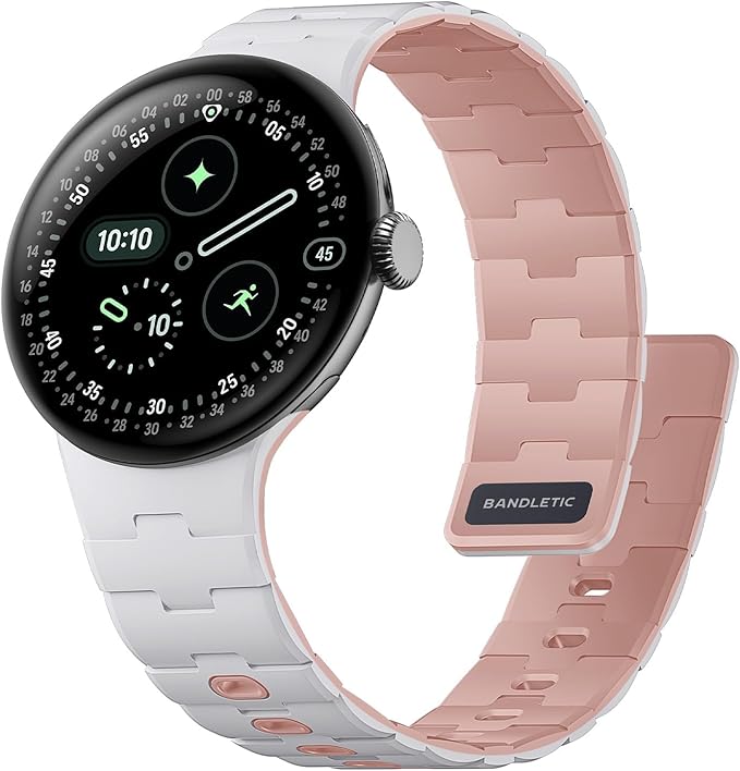 Bandletic Magnetic Silicone Bands Compatible with Google Pixel Watch 4/3 45mm Band for Women and Men, Rugged Soft Sport Strap Replacement Wristband