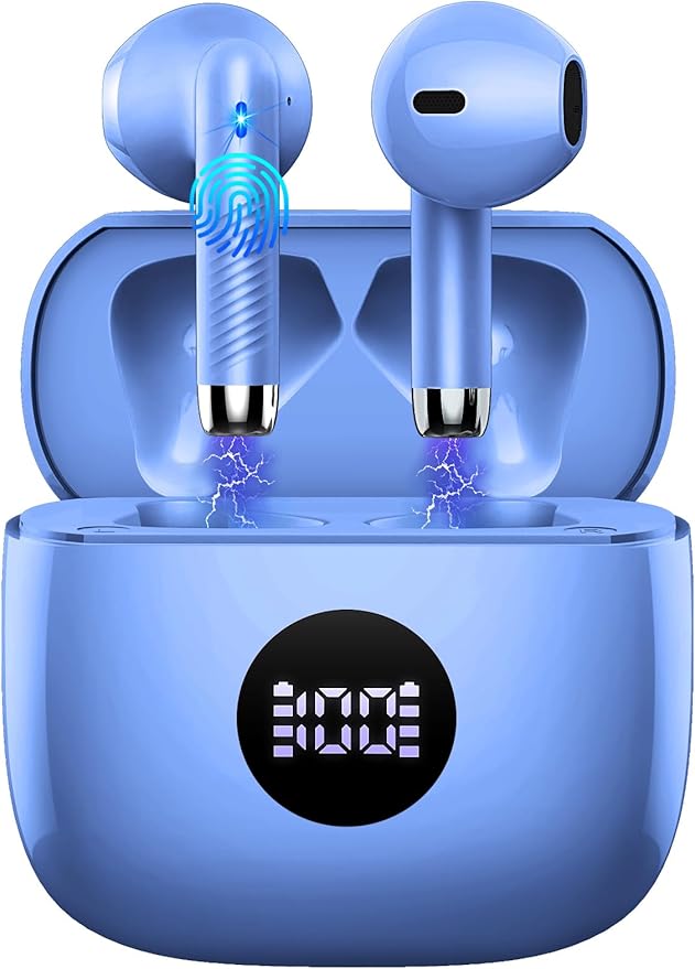 Wireless Earbuds, Bluetooth 5.4 Ear Buds LED Power Display Headphones Bass Stereo, Bluetooth Earbuds in-Ear Noise Cancelling Mic, 40H Playback Mini Case IP7 Waterproof Sports Earphones for Android iOS
