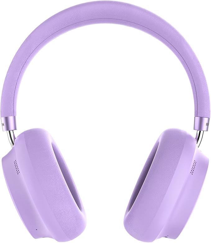 Raycon Essential Bluetooth Headphones - Over The Ear, Active Noise Cancelling Wireless Headphones + Awareness Mode, Bluetooth Headset with Mic, 50 Hours of Battery Life (Purple)