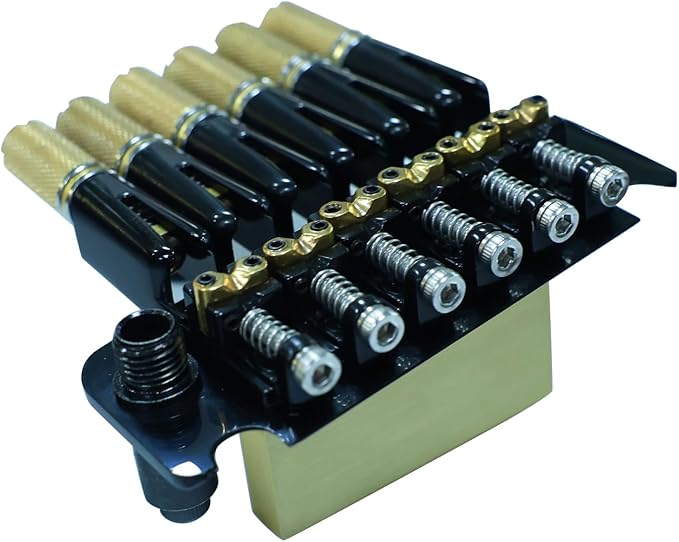 10.5mm Headless Electric Guitar Bridge Black Brass Block Saddle Hardened Steel Plate 2 point tremolo bridge for Fanned-fret 6 String Headless Electric Guitar Replacement parts