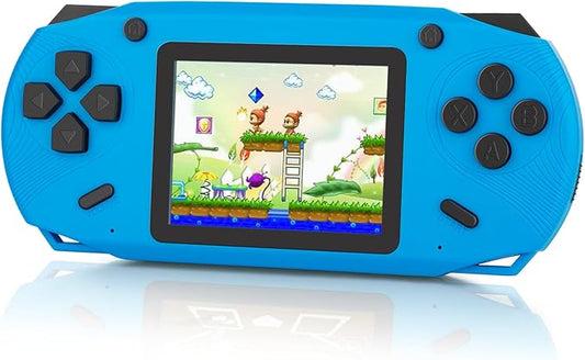 16 Bit Handheld Game for Kids, 3.0'' Large Screen Retro Gaming Player, Preloaded 200 HD Retro Kids Games with 2 Cartridges for Birthday Gift, Video Games for Boys & Girls Aged 4-12(Blue)