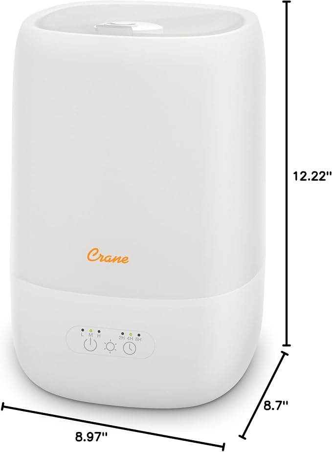 Crane Ultra-Quiet 3-in-1 Humidifier for Baby with Essential Oil Tray, 7-Color Sleep Light, 1 Gallon Top-Fill Tank, Ideal for Bedroom
