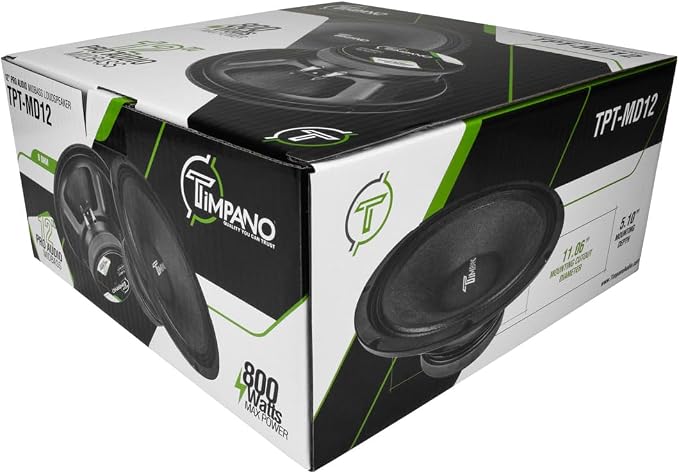 Timpano 12 Inch Midbass Speaker TPT-MD12 800 Watts, 8 Ohm, Mid Bass Loudspeaker for Pro Car Audio (Single)