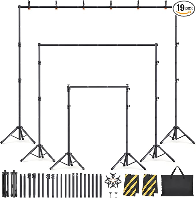 Backdrop Stand Kit - 6 Widths, 10x8.5ft Adjustable Background Stand for Parties & Studio Photography