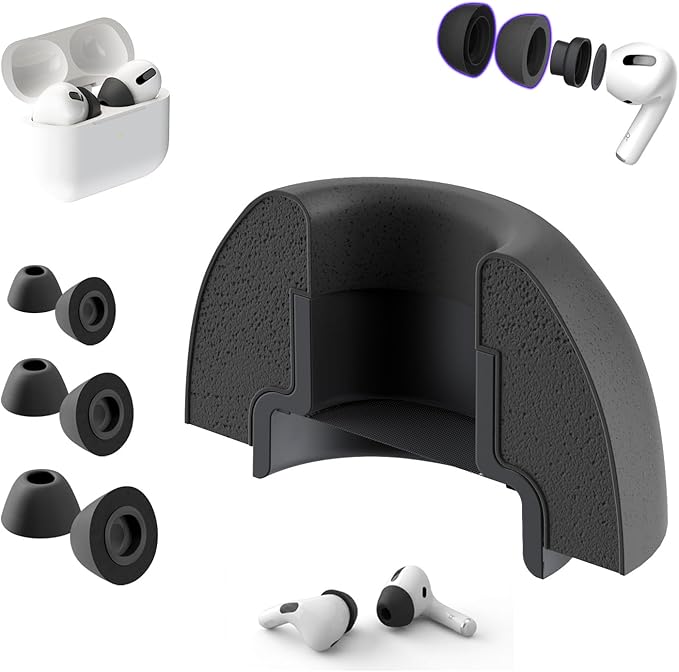 AirFoams Pro Ultra V5.0 Memory Foam Lifetime Replacement Ear Tips for AirPods Pro 1 & 2 — Black Color, Anti Slip, Better All Day Comfort, Don't Fall Out, Noise Cancelling, Better Sound (3 Pairs-S/M/L)