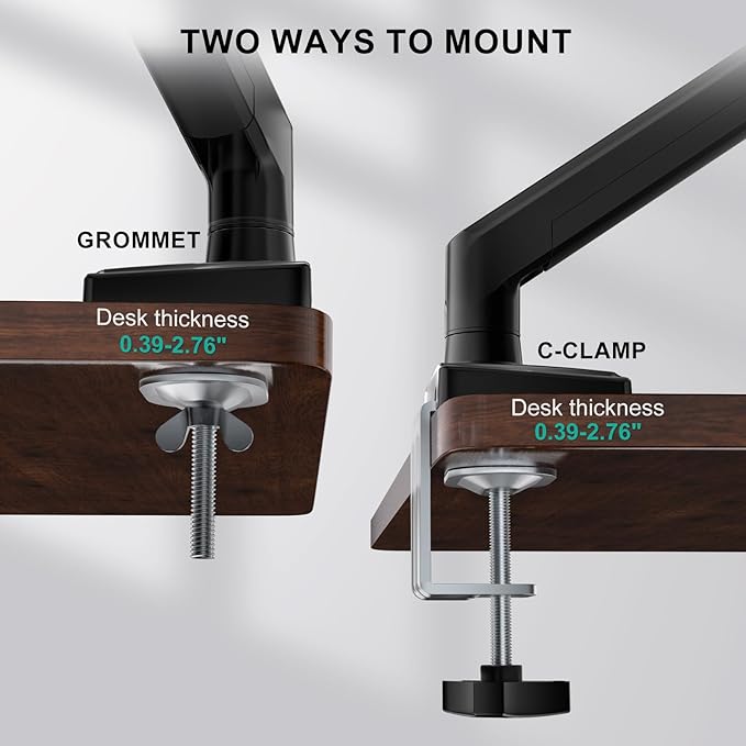 WALI Single Monitor Mount for 13-34 inch Screens, Adjustable Single Monitors Arm, Regular Screen up to 32 inch, 26.4lbs, Computer Monitor Stand for Desk, VESA 75/100mm (GSMP001N), Black