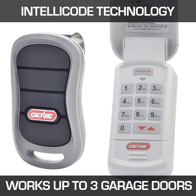 Genie Genuine Accessories Bundle - Combo Pack 3-Button Garage Door Opener Remote and Wireless Keypad - Works on Genie Intellicode Garage Door Openers - Model G3T-R, and GK-R