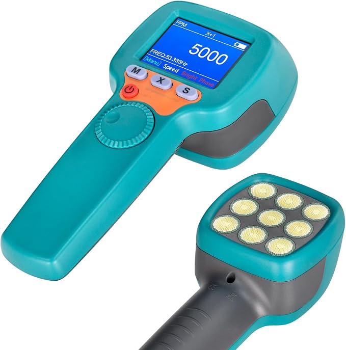 Handheld Stroboscope 60–99,999 RPM, Non-Contact Strobe Tachometer with Adjustable Color LCD Display and High Accuracy 0.001% Estroboscopio Engine Speed Analyzer