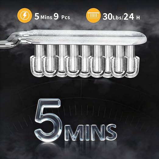 Countertop Ice Maker Machine, 9 Ice Cubes Ready in 5 Mins, 12V Ice Maker in Car, 30lbs in 24Hrs, 4 Sizes Ice Support, Portable Ice Maker with Basket and Scoop, for Car/Home/Kitchen/Camping/RV