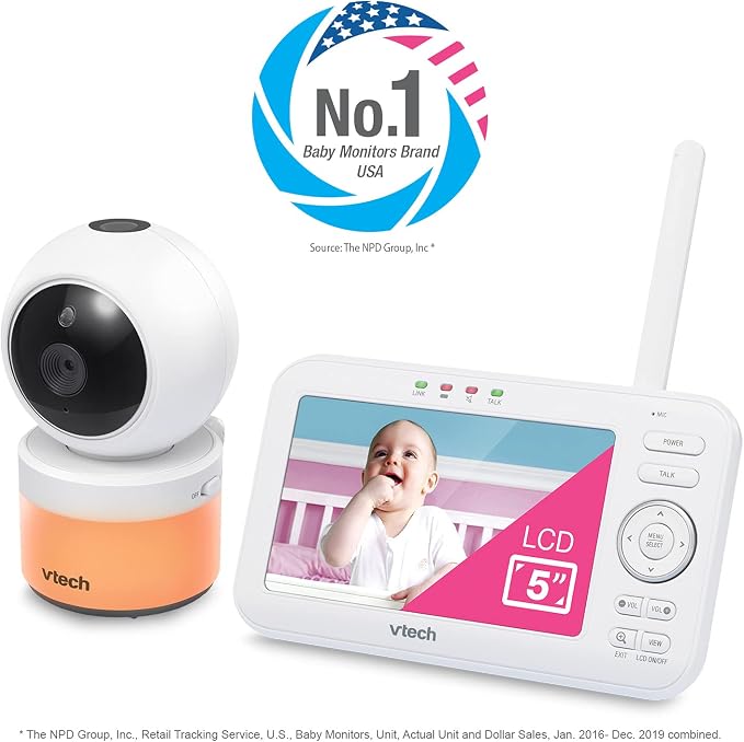 VTech VM5463-2 Video Baby Monitor with 2 Cameras, 5" HD Screen