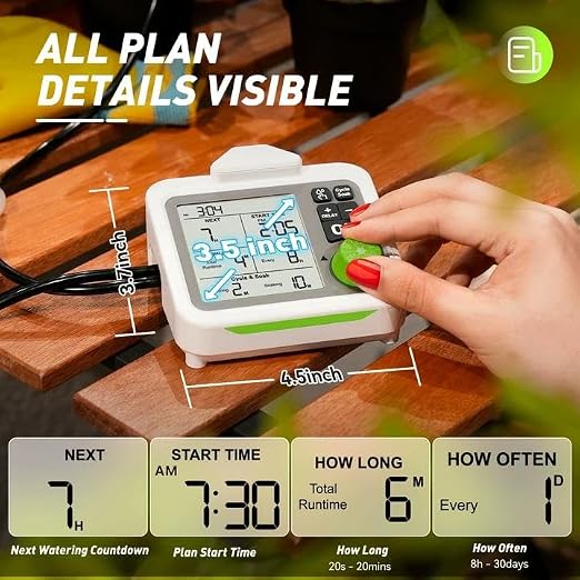 RAINPOINT Large Display Automatic Plant Waterer Indoor for Pot Plant Cycle & Soak Mode with WiFi Soil Moisture Meter Kit