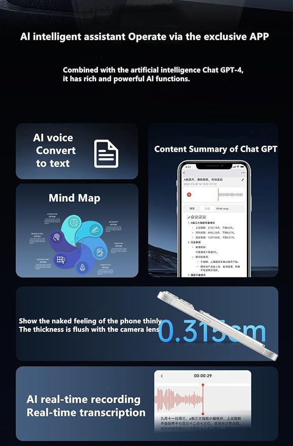 VEXAL AI Voice Recorder, 64GB Digital Voice Recorder | 360° Microphone, Voice Activated, For Meeting, Lecture, Interview, Noise Reduction, Long Battery Life