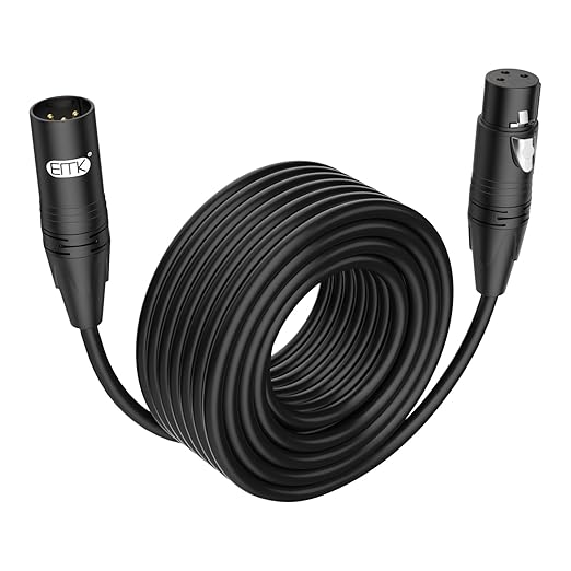 EMK XLR Cable 8ft/2.4M (1 PCS) – Balanced Male to Female Microphone Cord, 3-Pin Professional Audio Cable – Oxygen-Free Copper (OFC) for Studio, Mixer, Amplifier