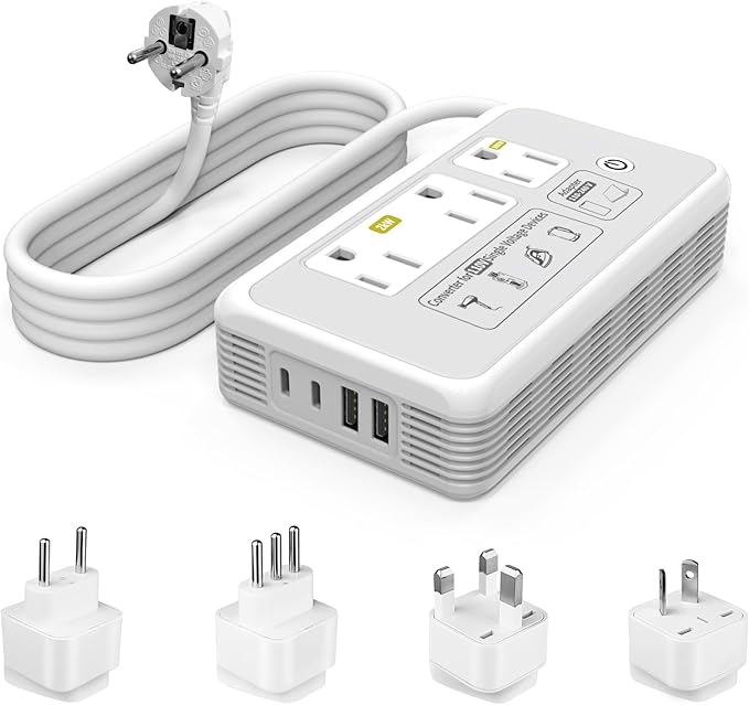 Mapambo 2000W 220V to 110V Converter for Hair Dryer, Voltage Converter US to Europe (Gray)
