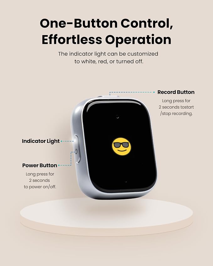 iFLYTEK P1 AI Voice Recorder, Wearable AI Recorder, AI Transcribe & Summarize, Real-Time Translation, Ultra-Light & Portable, Cloud Storage, Privacy, Long Battery, Quick Charge