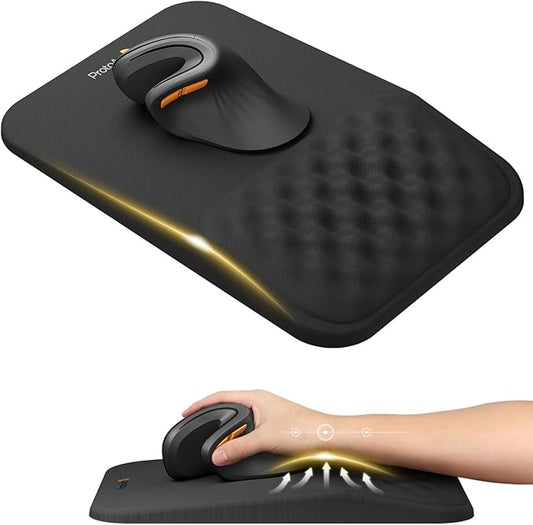 ProtoArc Ergonomic Mouse Pad with Wrist Rest, MP50 Mousepad with Massage Design, Soft Memory Foam and Non-Slip PU Base for Pain Relief, Desk, Home, Office, 12x8 Inches, Black