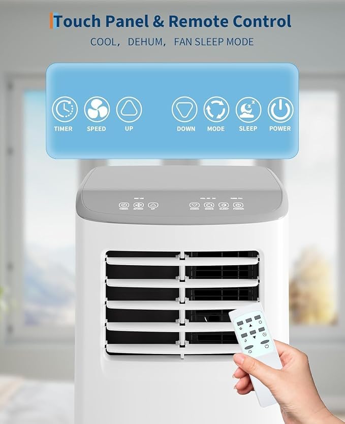 Garvee 3-in-1 Portable Air Conditioner, 8,000 BTU Portable AC Unit with Cooling, Dehumidifier & Fan for Rooms up to 350 sq.ft with Remote Control, Sleep Mode, 24H Timer & Window Kit