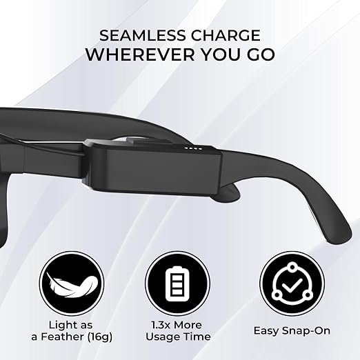 Charger Compatible with Ray-Ban Meta Gen2 Smart Glasses Skyler Headliner Wayfarer Oakley HSTN Extends Usage time by 1.3 Times, Ultra-Lightweight Clip-on Design Charge