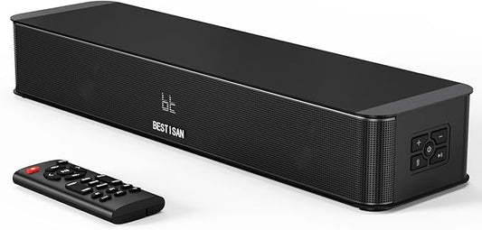 BESTISAN 2.1ch Sound Bar with Built-in Subwoofer, 100W Peak Power, HDMI ARC/Opt/AUX/USB/Bluetooth 5.3, 3 EQ Modes & Volume Boost, 16.5" All-in-One for TV/PC/Gaming/Projector