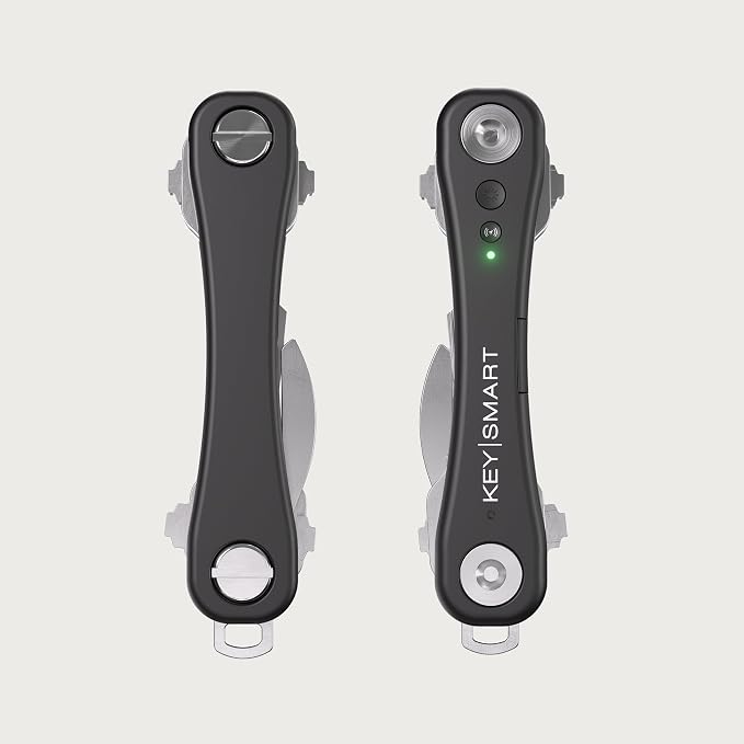 KeySmart iPro - Key Finder Locator with Sound, Keychain Key Holder, Apple Find My App Compatible, Key Organizer, Compact Clutter-Free Key Chain Tracker, Rechargeable Battery (Up to 14 Keys, Black)