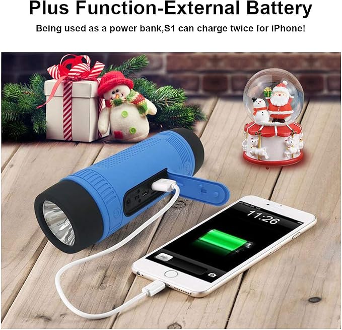 ZEALOT S1 Bluetooth Speaker, Handlebar Speakers for Bike, Portable Speaker with LED Torch Light, Waterproof IPX5, LED Light, TF Card Play, for Indoor/Outdoor/Hiking/Camping/Travel (Blue)