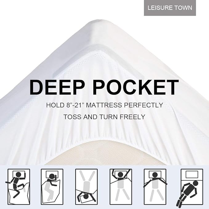 LEISURE TOWN Cotton King Mattress Pad Fitted Quilted Mattress Cover Pillow Top Mattress Topper Cooling Soft Breathable Mattress Protector with 8-21 Deep Pocket,Machine Washable (78x80 White)