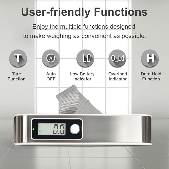 travel inspira Luggage Scale, Travel Essentials, Portable Digital Hanging Baggage Scale for Travel, Suitcase Weight Scale