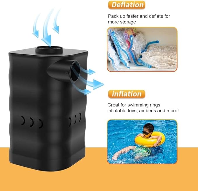 Woowind AP6 6000 mAh Air Pump for Inflatables Pool Pump 12V Air Mattress Pump Battery Powered Portable Air Pump with Car Adapter for Pool Floats, Swimming Rings, Air Bed, Air Sofa