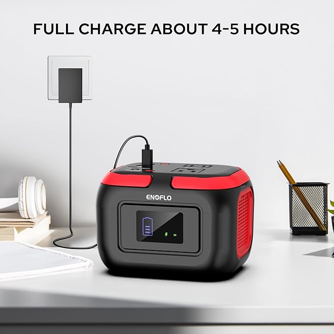 ENOFLO Portable Power Station, 97.68Wh Solar Generator, Lithium Battery Power with 110V AC 120W Peak Socket/DC/USB QC3.0/LED Light for Outdoor Indoor Use Trip Home Backup Emergency