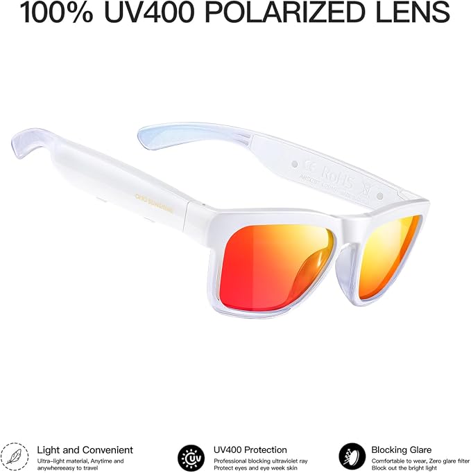 OhO sunshine Bluetooth Audio Sunglasses, Lightweight Open Ear Sport Glasses, 10H Playtime,Water Resistant with Voice Control