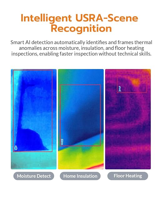 GT16S Thermal Imaging Camera with AI Scene Detection & Thermometer Mode, 240×240 UIRA IR Resolution, -4°F~1202°F, 25Hz,11H Battery,<50mK NETD Infrared Camera for HVAC Building Home Inspection