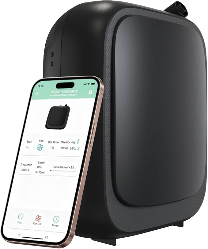 Essential Oil Diffuser for Large Room Hotel Waterless Aroma Diffuser for Home with Bluetooth App Cold Air Aroma Therapy Mist Diffuser Covers 3000 Sq Ft, Black