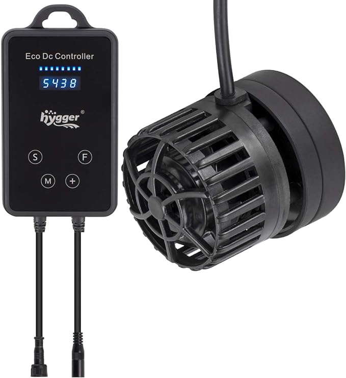 hygger Mini Wave Maker Aquarium Magnetic DC Powerhead with LED Display Controller for Saltwater Tank, 1600 GPH Aquarium Water Circulation Pump 5 to 30 Gallon Black