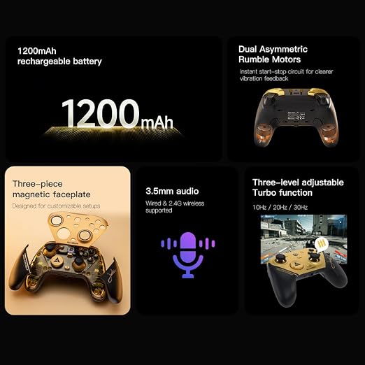 GameSir G7 Pro 8K PC Wireless Gaming Controller, 8000Hz Polling Rate, Gen 2 TMR Joysticks, Hall Effect Triggers, 4 Programmable Buttons, Charging Dock, Esports Controller for FPS & Competitive Gaming - Champion Edition