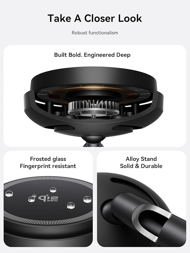 THREEKEY for Qi2 Certified 25W Magnetic Charging Stand with Cooling Fan & LED Light, Fast Wireless Charger Station for iPhone 17-12 Series/Galaxy S26-S25/Pixel 10【No Adapter】