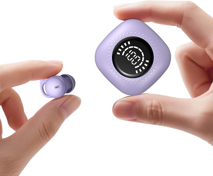 Sleep Headphones, Invisible Sleep Earbuds for Side Sleepers, Small Noise Blocking Sleep Earphones, Bluetooth 5.3 Tiny Hidden Earbuds for Work,Sleeping - Purple