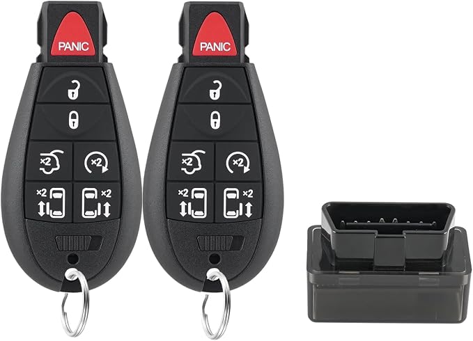 2PCS DIY Key Fob kit Replacement for 2008-2018 Dodge Grand Caravan & Chrysler Town Country 2009-2014 VW Routan Keyless Entry Remote IYZ-C01C, M3N5WY783X with Easy OBD Tool