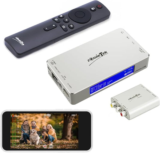 4K HDMI Video Recorder with Analog to Digital Converter, RCA/CVBS for VHS, VCR, DVR, DVD, Hi8, Mini DV, Camcorder, Cassette, Gaming Consoles, Easy to use, No PC Needed, AV to HDMI Adapter